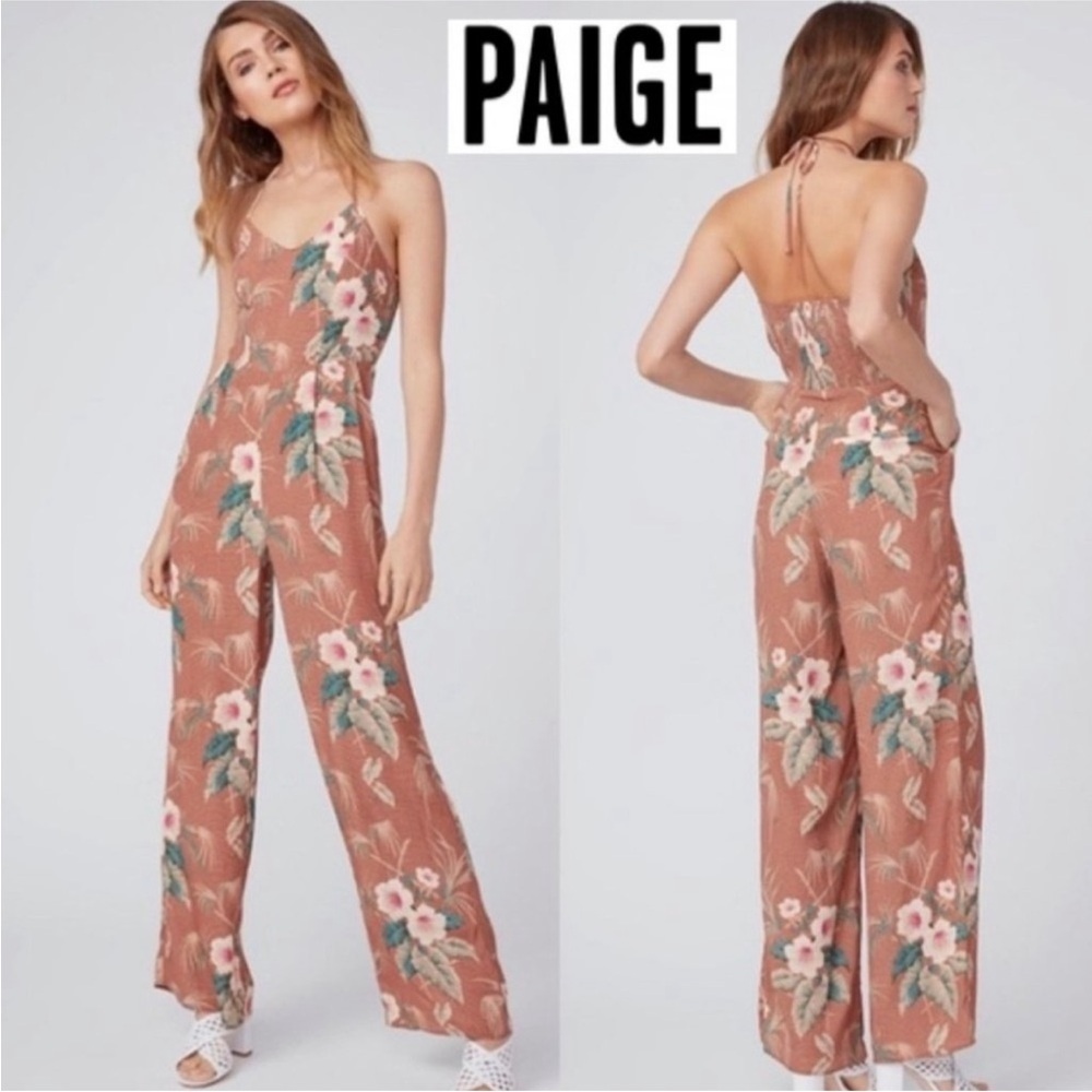 Paige Portland Jumpsuit Mocha Bisque Multi-  Sz 6 Vacation Summertime